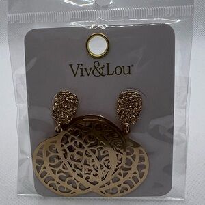 Viv & Lou golden pumpkin earrings.